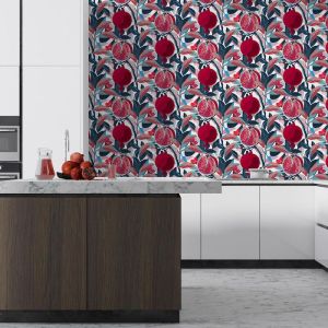 Applicazione Di Carta Da Parati Rami Di Melograno