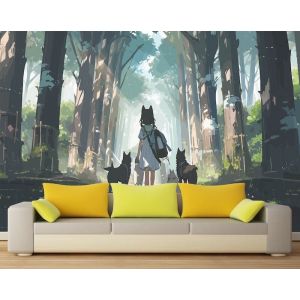 Applicazione Di Carta Da Parati Legame Tra Ragazza E Lupi