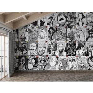 Carta Da Parati Collage Manga Bianco e Nero