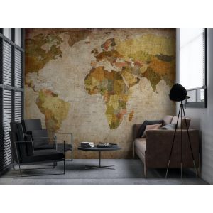 Applicazione Di Carta Da Parati Mappa Del Mondo In Anticatura Stile