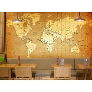 Mappa Del Mondo Materiale Usurato - Carta Da Parati Per La Decorazione Applicato