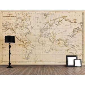 Mappa Del Mondo Dell'Anno 1844 - Carta Da Parati Murale Applicato