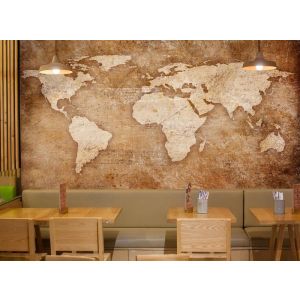 Mappa Del Mondo Incisa - Carta Da Parati Per La Decorazione Applicato