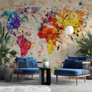 Vecchio Mondo Di Carta Acquerello - Carta Da Parati Foto 3D Applicato