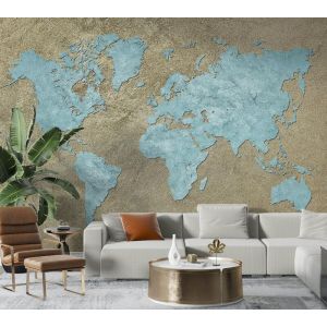 Applicazione Di Carta Da Parati Mappa Del Mondo Blu