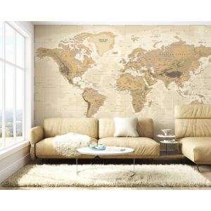 Applicazione Di Carta Da Parati Mappa Del Mondo Fisico Vintage