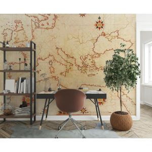 Piri Reis Mappa 16 Secolo In Europa - Carta Da Parati Per La Decorazione Applicato