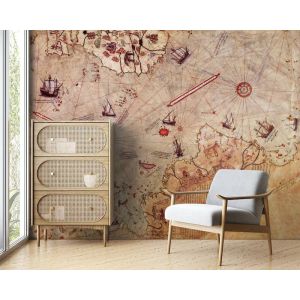 Mappa Di Piri Reis - Carta Da Parati Foto 3D Applicato