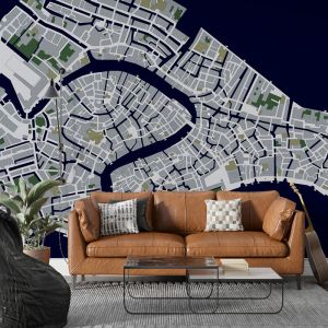 Mappa Contornata di Venezia – Carta da Parati Elegante Applicato
