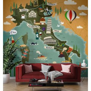 Applicazione Di Carta Da Parati Mappa Turistica Italia Con Simboli