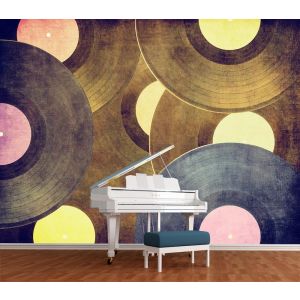 Vecchi Dischi - Carta Da Parati Foto Applicato