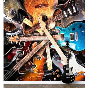 Collezione Di Chitarra - Carta Da Parati Per La Decorazione Applicato
