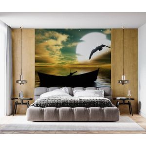 Applicazione Di Carta Da Parati Mare E Chiaro Di Luna