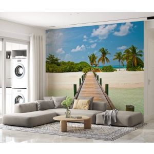 Applicazione Di Carta Da Parati Impalcature In Legno