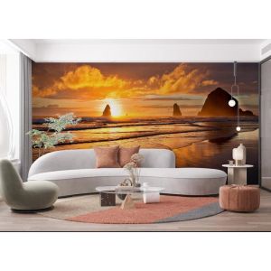 Applicazione Di Carta Da Parati Alte Rocche E Tramonto