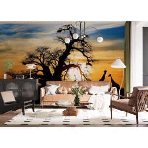 Applicazione Di Carta Da Parati Safari Al Tramonto