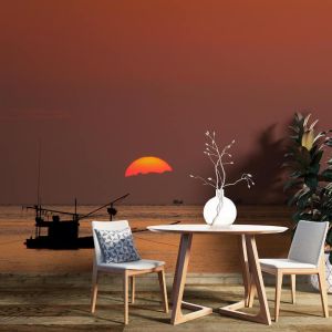 Applicazione Di Carta Da Parati Piacere Della Pesca Al Tramonto