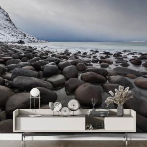 Applicazione Di Carta Da Parati Pietre Umide