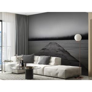 Applicazione Di Carta Da Parati Molo In Bianco E Nero