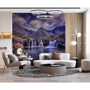 Applicazione Di Carta Da Parati Cascata Di Montagna