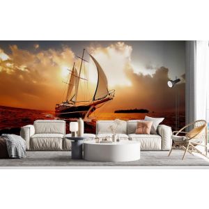 Applicazione Di Carta Da Parati Tramonto Dalla Barca