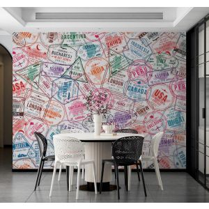 Carta Da Parati Francobolli Di Viaggio