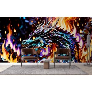 Applicazione Di Carta Da Parati Drago Colorato