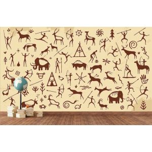Applicazione Di Carta Da Parati Dipinti Primitivi Dell’Età Della Pietra