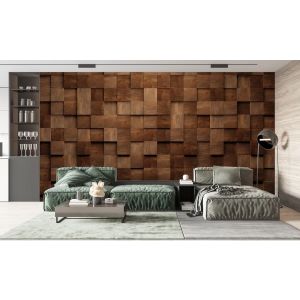 Carta Da Parati Effetto Legno 3D Cubi Moderni