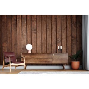 Carta Da Parati Effetto Legno Scuro Tavole Verticali Rustiche