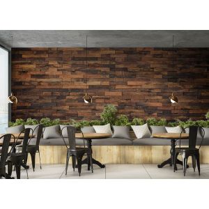 Carta Da Parati Effetto Legno Mosaico Rustico Irregolare