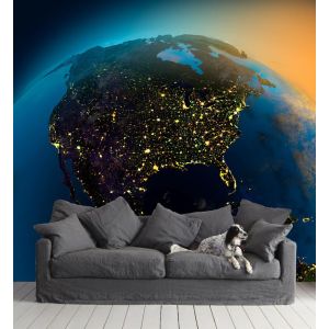 America Dallo Spazio - Carta Da Parati Murale Applicato