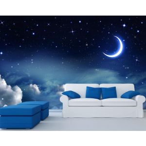 Luna E Nuvole - Carta Da Parati Foto Applicato