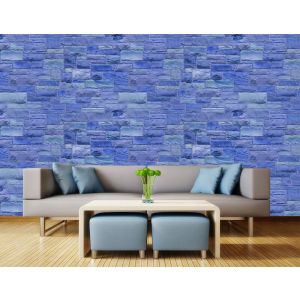 Muro Di Pietra Blu - Carta Da Parati Murale Applicato