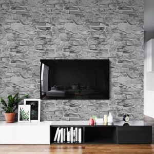 Carta Da Parati Muro Di Pietra 3D Grigio