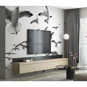 Applicazione Di Carta Da Parati Uccelli Bianchi