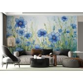 Carta Da Parati Fiori Blu Acquerello