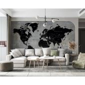 Carta Da Parati Mappa Del Mondo Sul Muro Di Cemento