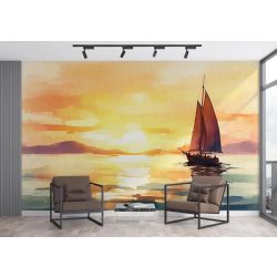 Carta Da Parati Barca a Vela al Tramonto