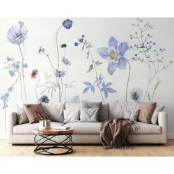 Carta Da Parati Fiori Botanici Blu