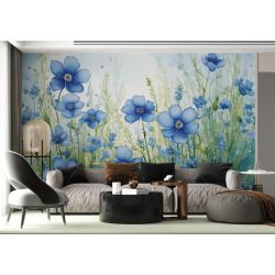 Carta Da Parati Fiori Blu Acquerello