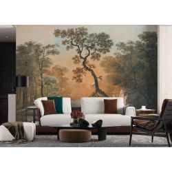 Carta Da Parati Bosco Pittorico con Albero Antico