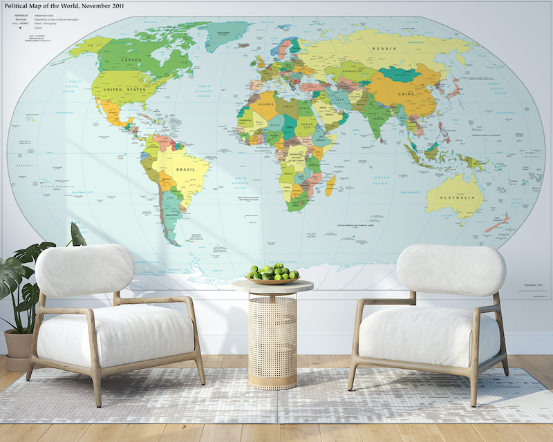 Carta da parati design Mappa del mondo: Geografia moderna - Mappe del mondo  - Carte da parati