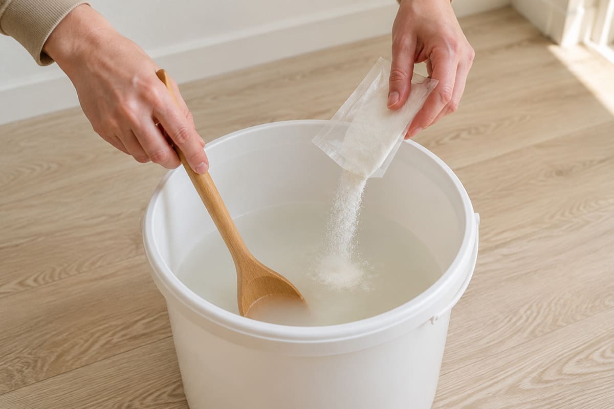 Preparazione con acqua della colla per carta da parati inclusa