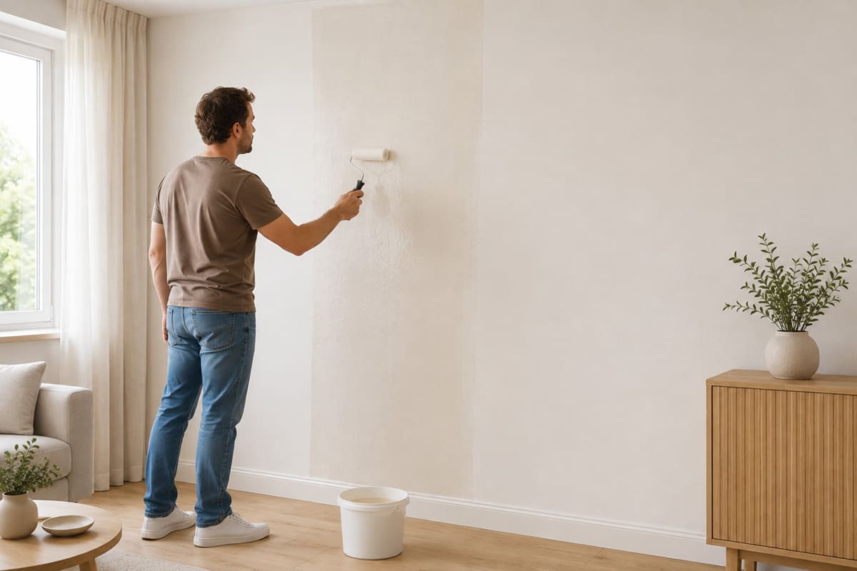 Applicazione della colla per carta da parati direttamente sulla parete